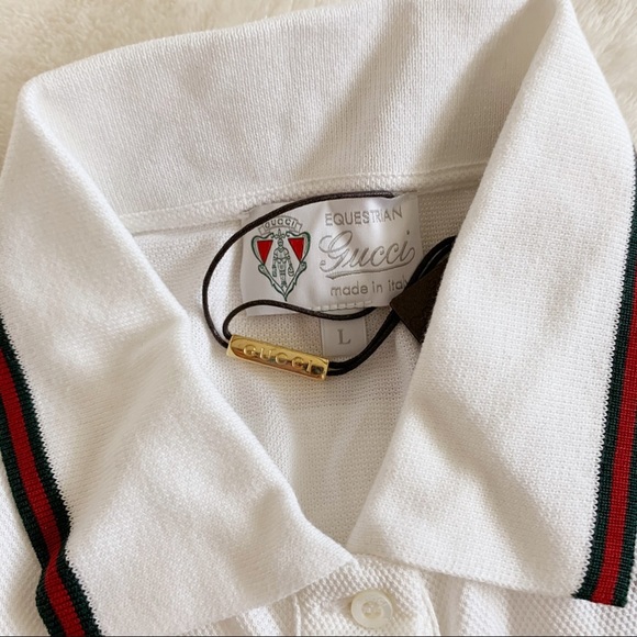 NWT Authentic Gucci Equastrain Crest Polo Shirt​ White - Picture 7 of 8